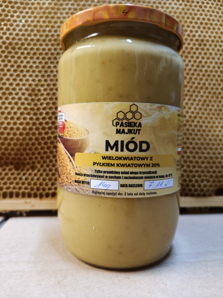 Miód wielokwiatowy z pyłkiem kwiatowym 20% 1 kg